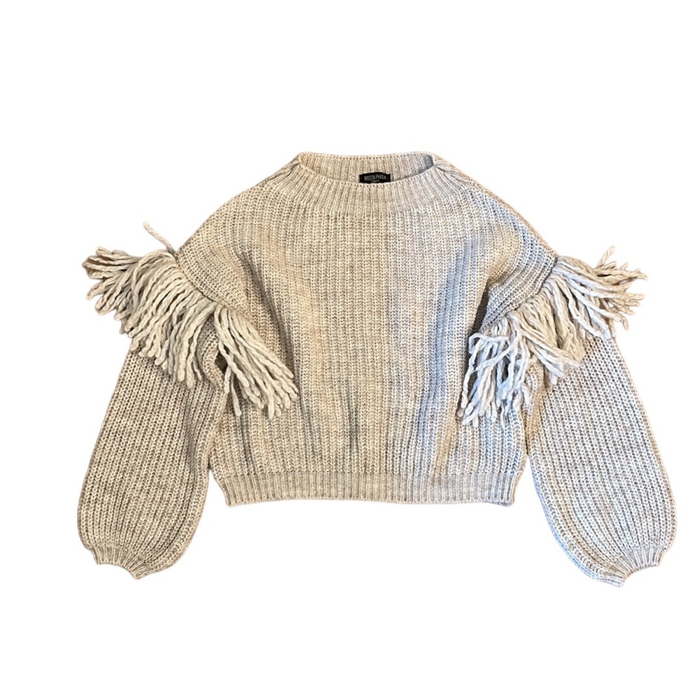 Maison Pholya Cream Beige Ribbed Knit Wool Alpaca Blend Sweater Size XS